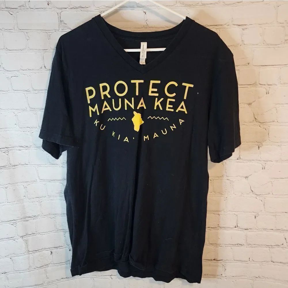 Men's Bella Canvas "Protect Mauna Kea" V-Neck shirt, size XL